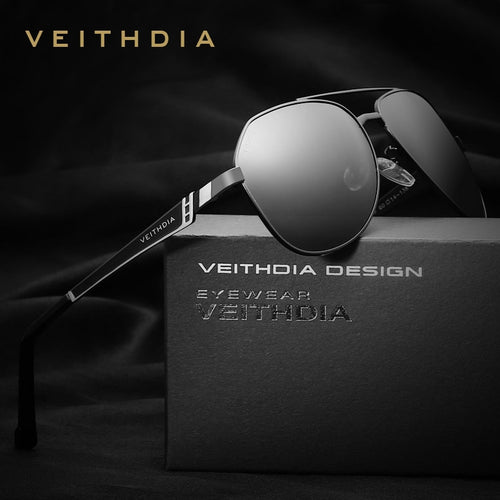 VEITHDIA Brand Designer Stainless Steel Men's Sunglasses